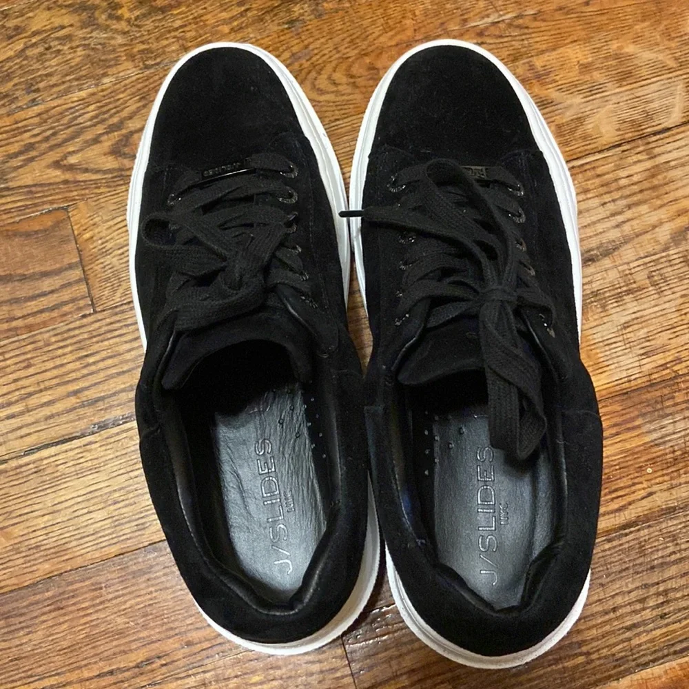 J Slides Women Black Faux Suede Platform Sneakers 7.5 - Picture 8 of 9